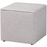 Corinne Ottoman in Tufted Light Gray Fabric