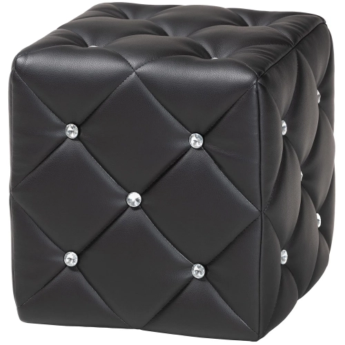 Stacey Ottoman in Tufted Black Leatherette