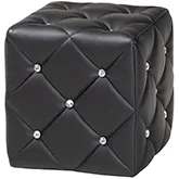 Stacey Ottoman in Tufted Black Leatherette