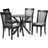 Lore 5 Piece Dining Set in Grey Fabric & Dark Brown Wood