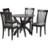 Bailey 5 Piece Dining Set in Grey Fabric & Dark Brown Wood