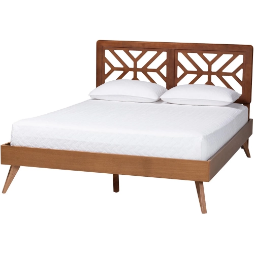 Kirabo Queen Platform Bed in Ash Walnut Finish Wood