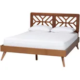 Kirabo Queen Platform Bed in Ash Walnut Finish Wood