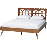 Shukura Queen Scalloped Platform Bed in Ash Walnut Finish Wood