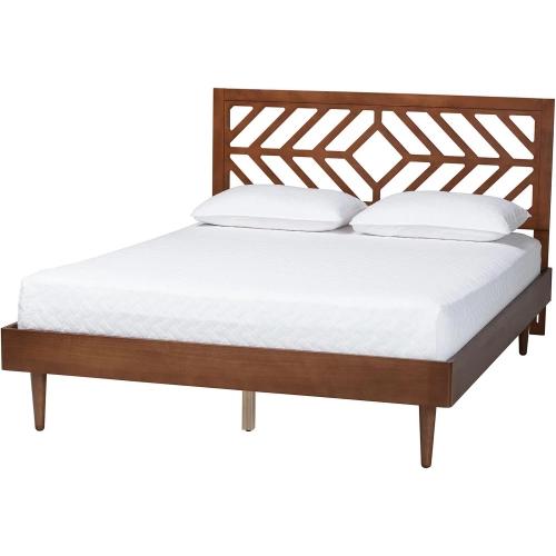 Zola Queen Platform Bed in Ash Walnut Finish Wood