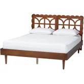 Onyeka Queen Scalloped Platform Bed in Ash Walnut Finish Wood