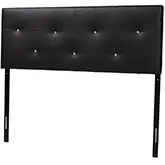 Dalini Full Headboard in Faux Crystal Tufted Black Leatherette