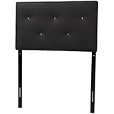 Kirchem Twin Headboard in Faux Crystal Button Tufted Black Leatherette