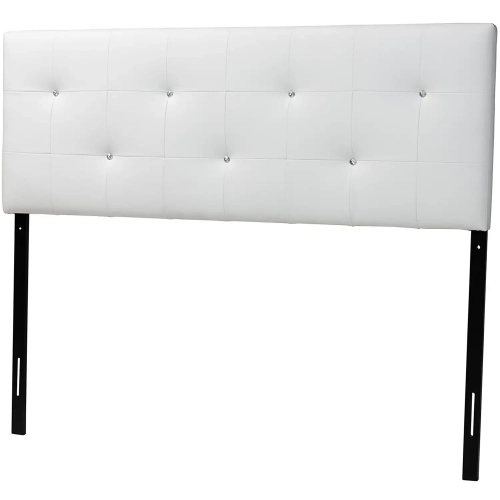 Dalini Full Headboard in Faux Crystal Tufted White Leatherette