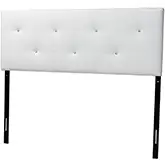 Dalini Queen Headboard in Faux Crystal Tufted White Leatherette