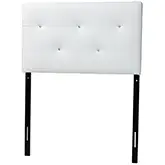 Kirchem Twin Headboard in Faux Crystal Button Tufted White Leatherette