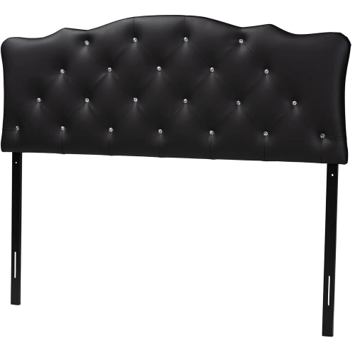 Rita Queen Scalloped Headboard in Tufted Black Leatherette