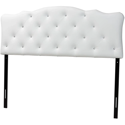 Rita Full Scalloped Headboard in Tufted White Leatherette