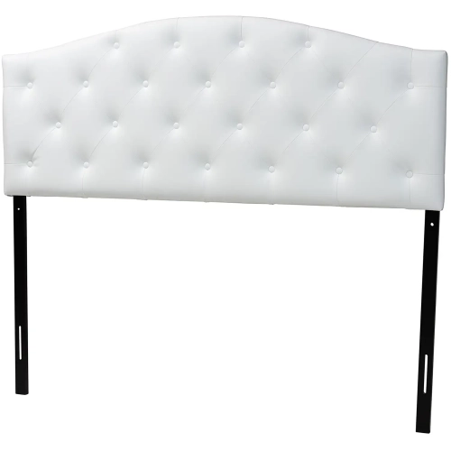 Myra Full Scalloped Headboard in Tufted White Leatherette