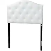 Myra Twin Scalloped Headboard in Tufted White Leatherette