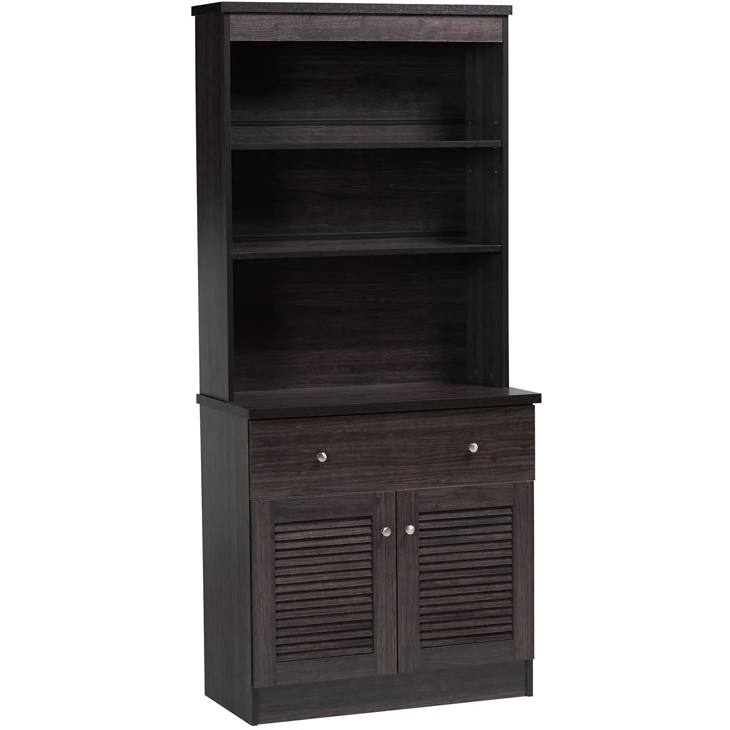 Baxton DR 883701-Wenge Agni Buffet & Hutch Cabinet in Dark Brown