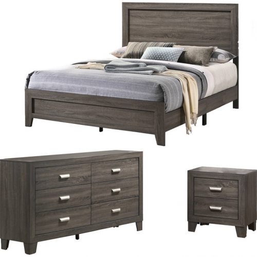Ana 3 Piece Twin Bedroom Set in Brown Gray Finish