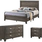 Ana 3 Piece Twin Bedroom Set in Brown Gray Finish