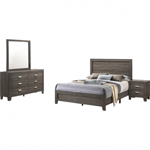 Ana 4 Piece Twin Bedroom Set in Brown Gray Finish