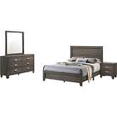 Ana 4 Piece Full Bedroom Set in Brown Gray Finish