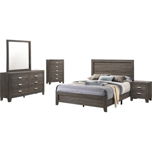 Ana 5 Piece Queen Bedroom Set in Brown Gray Finish