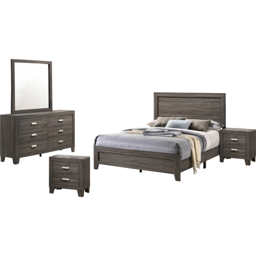 Ana 5 Piece Full Bedroom Set in Brown Gray Finish