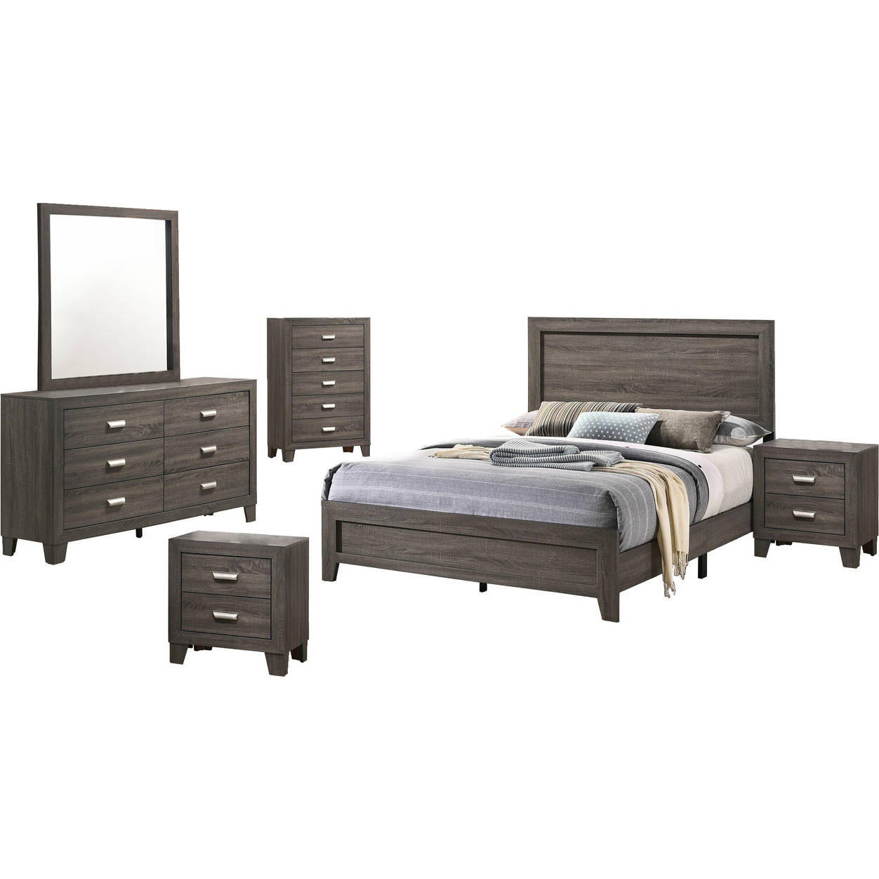 grey bed brown dresser Crown Mark Millie Brown Dresser