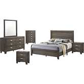 Ana 6 Piece Queen Bedroom Set in Brown Gray Finish