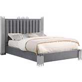 B01 King Platform Bed in Tufted Dark Gray Velvet