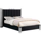 B02 Queen Platform Bed in Tufted Black Velvet