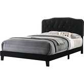 B102 Full Panel Bed in Tufted Black Velvet
