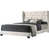 B146 Full Panel Bed in Tufted White Leatherette