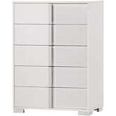 B750 5 Drawer Chest in White Lacquer & Metal