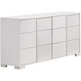 B750 6 Drawer Dresser in Gloss White Lacquer & Metal