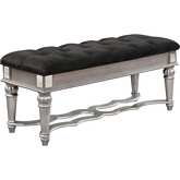 B81 Bench in Tufted Black Velvet, Metallic Gray & Mirror
