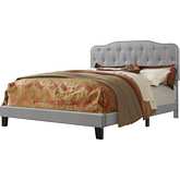B87 Full Panel Bed in Tufted Smoke Gray Linen