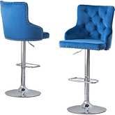 BS2 Adjustable Bar Stool in Tufted Navy Blue Velvet (Set of 2)