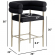 CH05 Counter Stool Chair in Black Teddy Faux Fur Fabric & Gold Chrome (Set of 2)