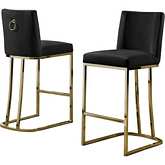 CH1 Counter Stool in Black Velvet & Gold Chrome (Set of 2)