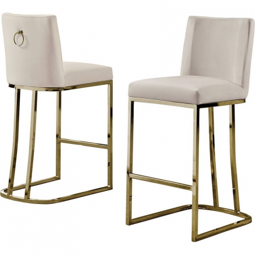 CH1 Counter Stool in Cream Velvet & Gold Chrome (Set of 2)