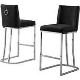 CH1 Counter Stool in Black Velvet & Silver Chrome (Set of 2)