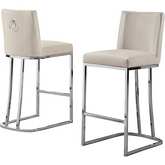 CH1 Counter Stool in Cream Velvet & Silver Chrome (Set of 2)