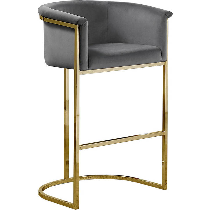 Best Quality CH2 Counter Stool in Dark Gray Velvet Gold Metal