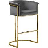 BS2 Bar Stool in Dark Gray Velvet & Gold Chrome