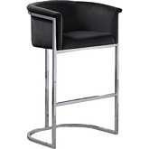 CH2 Counter Stool in Black Velvet & Silver Metal Chrome