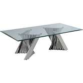 CT01 Coffee Table in Glass & Silver Stainless Steel