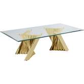 CT04 Geometric Coffee Table in Glass & Gold Stainless Steel