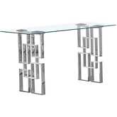CT235 Console Table in Tempered Glass & Silver Stainless Steel