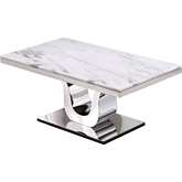 CT2 Coffee Table in White Marble & Silver Stainless Steel
