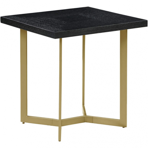 CT281 End Table in Black Wood & Gold Painted Legs